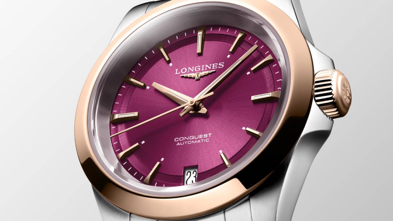 Longines Conquest 34mm Automatic Sunray Purple, Elegansi yang Berani